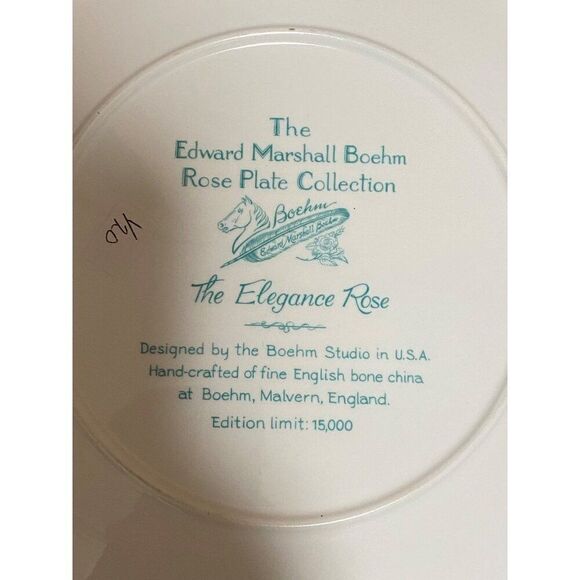 The Edward Marshall Boehm Roses of Excellence Collection The Elegance Rose Plate - Picture 2 of 2